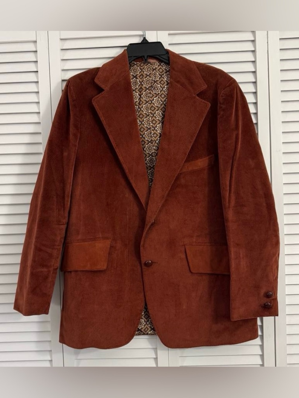 Vintage 70s Sears Corduroy Sport Coat Blazer Brown Size 42